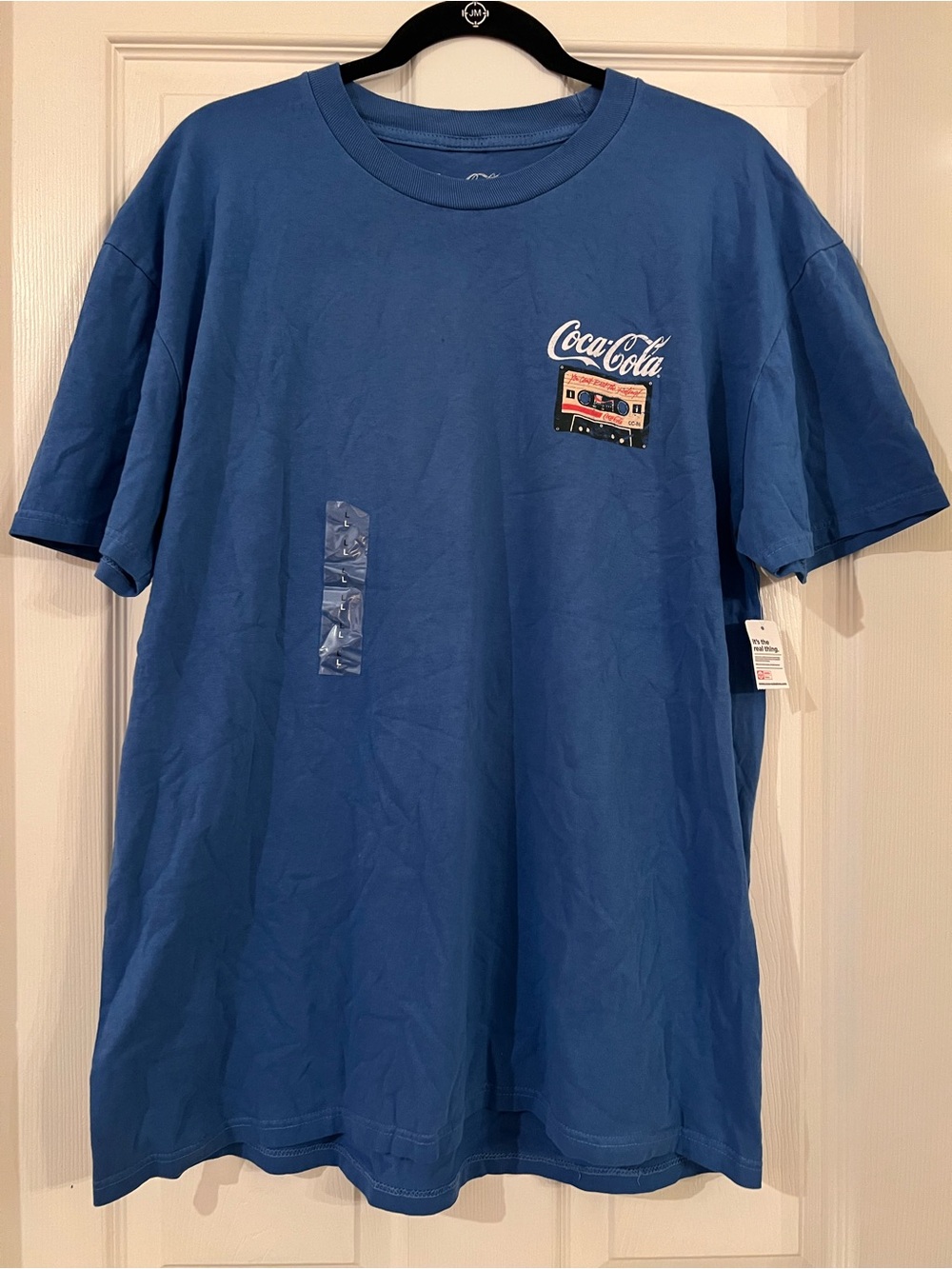 Coca-Cola Mixtape Classic Blue T-Shirt Cassette Graphic Size L, NWT